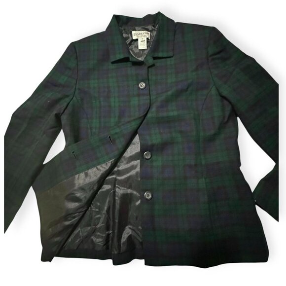 Pendleton Blackwatch Plaid Wool Blazer Jacket Women 10 NWT Virgin Wool Classic - Picture 9 of 14